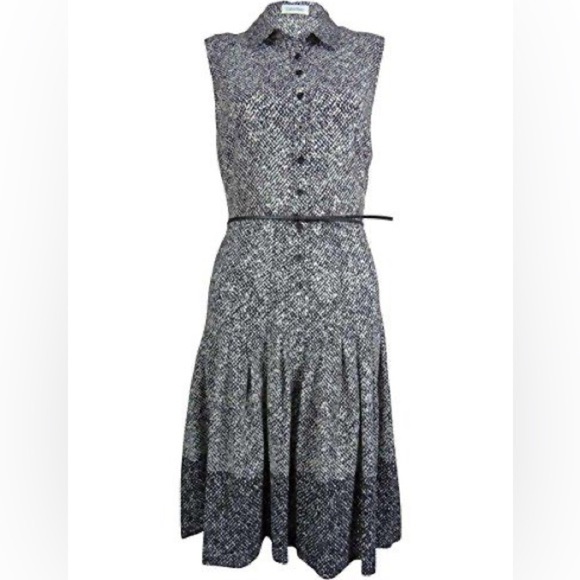 Calvin Klein sleeveless black and white print women's dress size 14 NWT - Picture 2 of 14